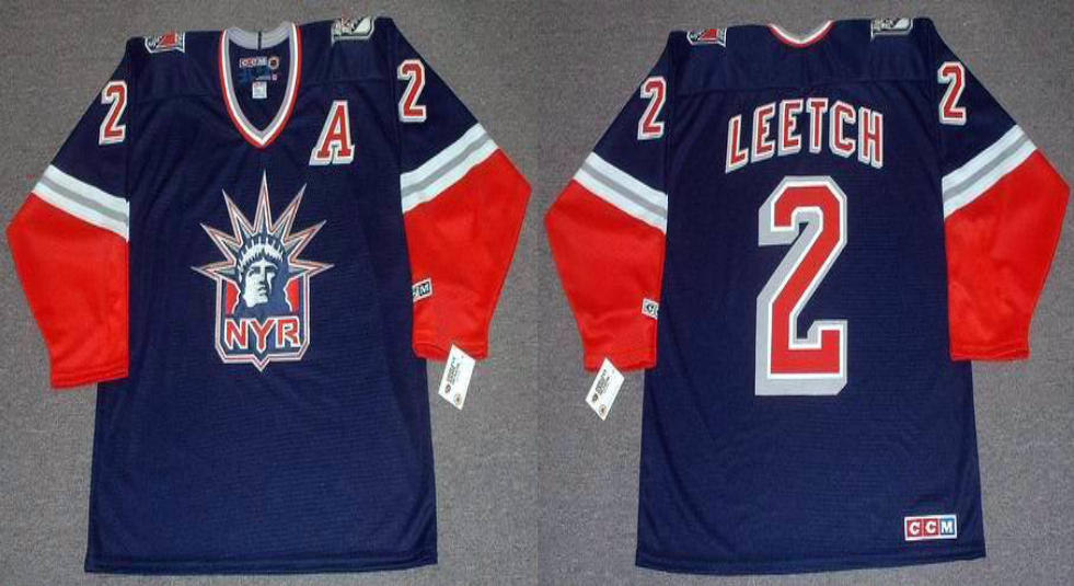 2019 Men New York Rangers 2 Leetch blue CCM NHL jerseys
